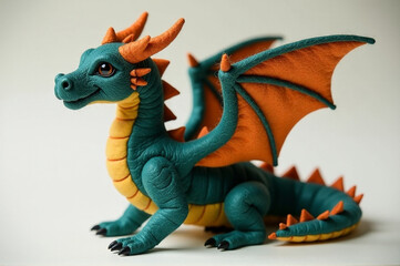 Obraz premium A highly detailed needle felted dragon, with intricate scales and features. creativity hobby and handicrafts, diy, background for design. creativity hobby and handicrafts, diy, background for design.