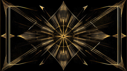 Obraz premium A captivating golden design with bright geometric elements, glowing against a dark backdrop.