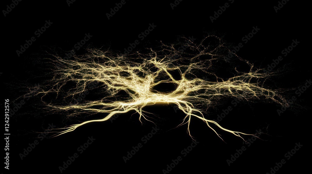Poster Glowing Neural Network Abstract Tree Design