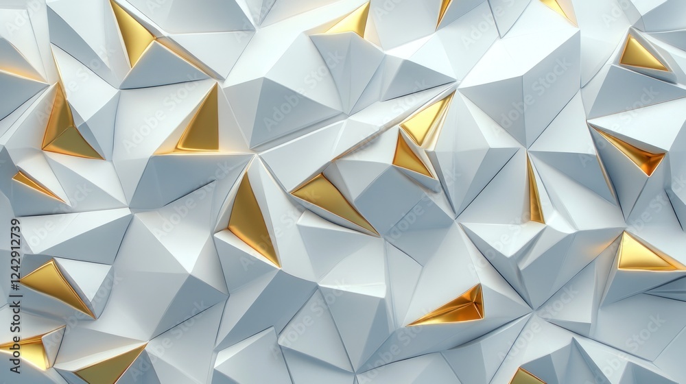 Poster abstract white gold geometric triangular pattern