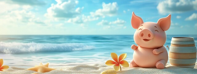 little cartoon pig. Selective focus