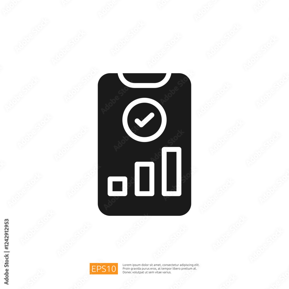 Poster data analysis report featuring graphs and checkmark indicating performance metrics and trends