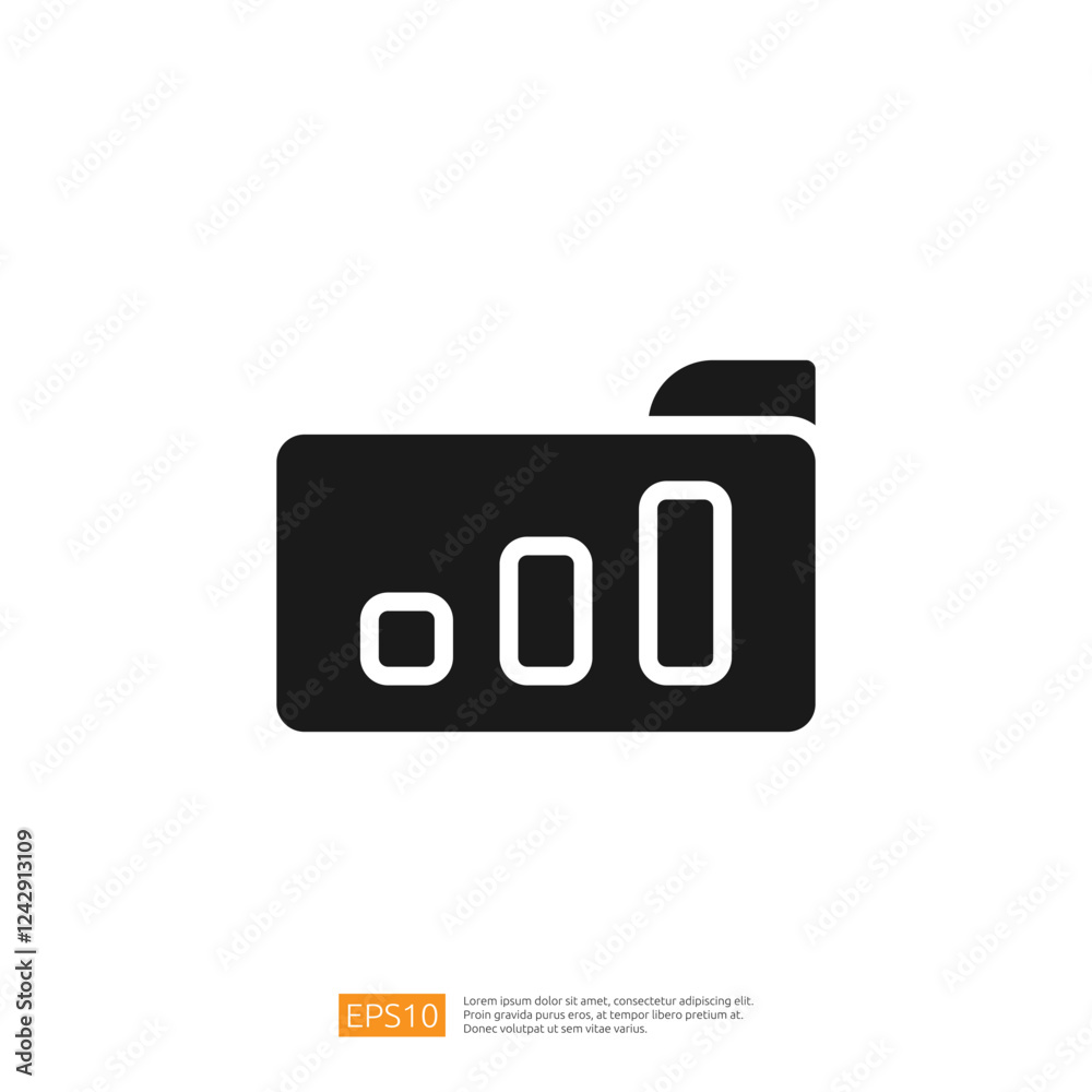 Poster stylized icon representing data analyst role featuring trend lines and bar graphs for visualization 