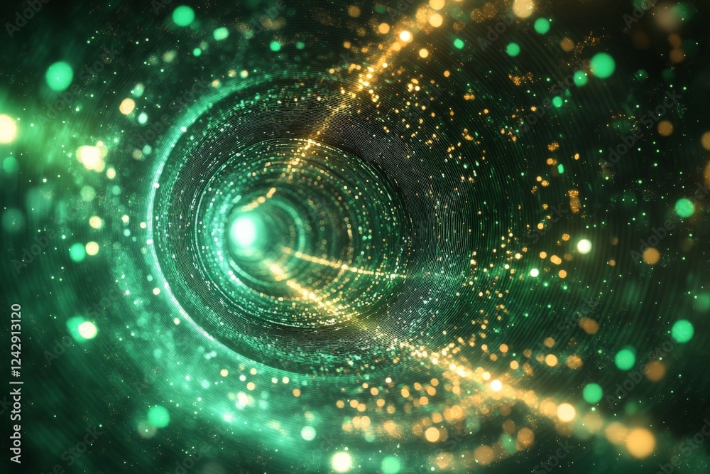 Aufkleber Vibrant swirling tunnel of light and particles creating an abstract cosmic effect