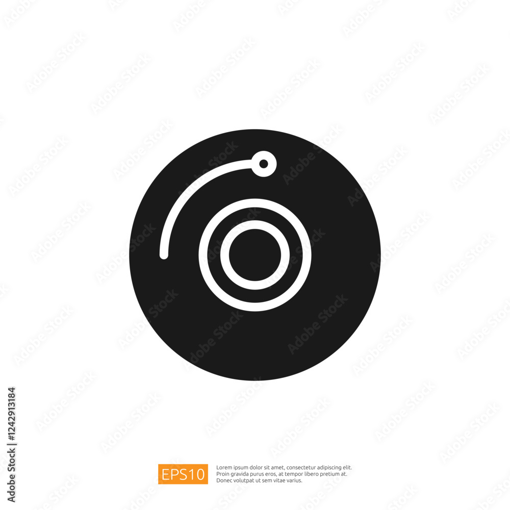 Poster stylized data analysis icon representing insights and statistics in a modern black circular design s