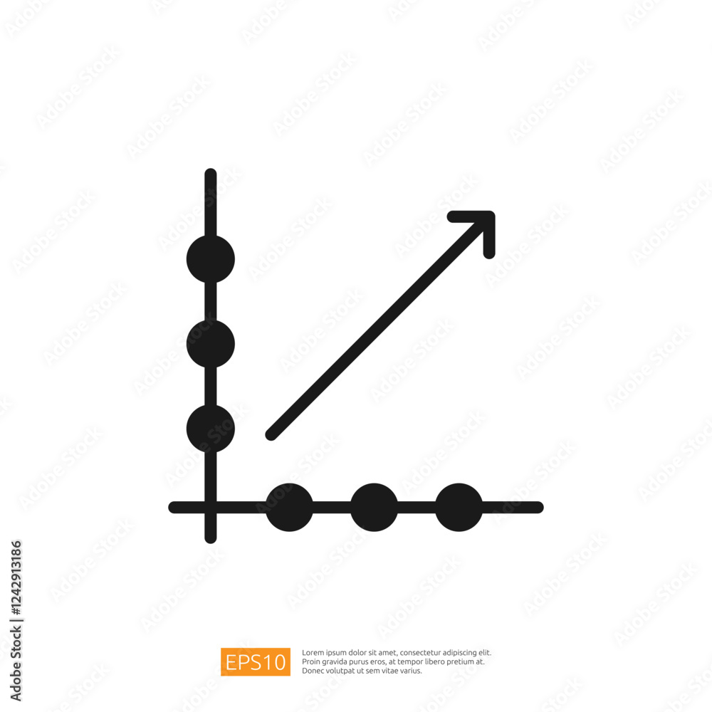 Poster graph illustration showing growth trend with data points and indicator line in business analytics an