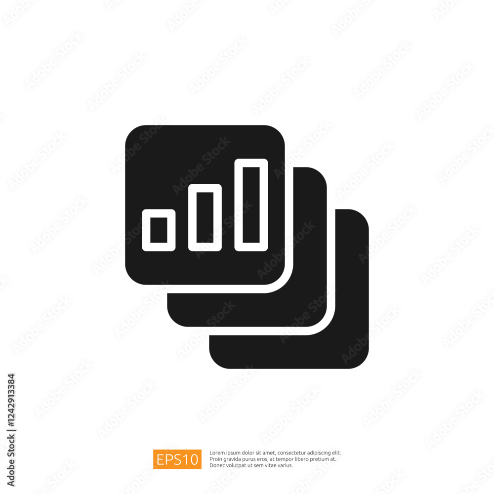 Poster minimalist icon representing data analysis with charts and graphs in a clean and modern design for b