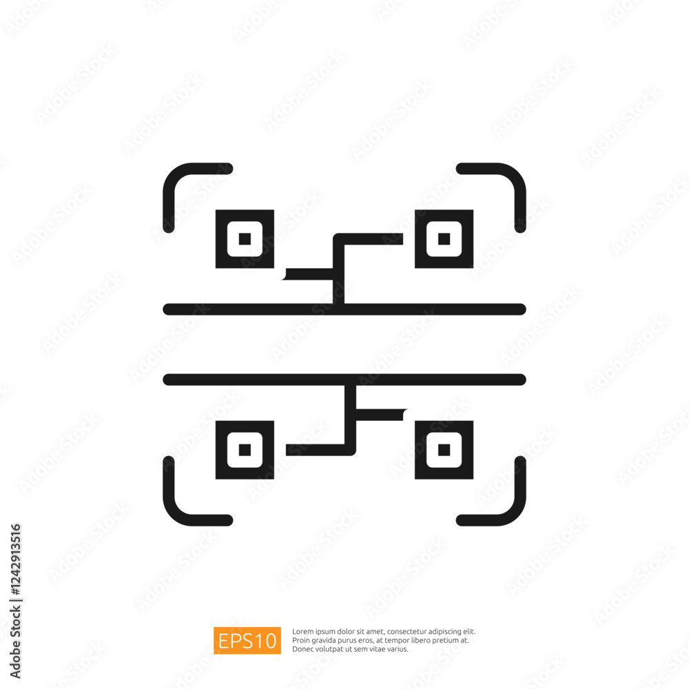 Poster geometric icon representing data analytics with abstract design and connected elements for modern in