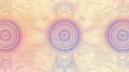 elegant security pattern background, flowing guilloche waves, decorative circular medallions, fine line details, professional certificate design, symmetrical border elements, muted pastel colors,