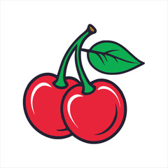 red cherry fruit vector illustration