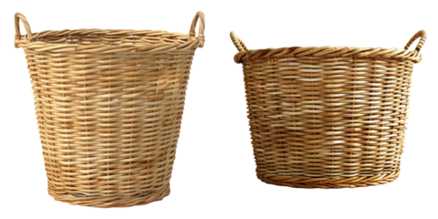 Laundry basket isolated on transparent background, PNG, Set of