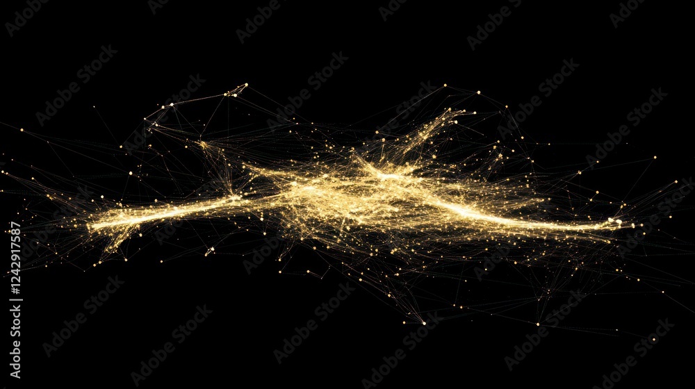 Aufkleber Golden Network Abstract Data Visualization