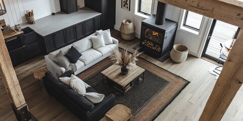 Modern Cabin Living Room Fireplace Decor