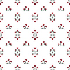  Pattern seamless floral  with red tulips on a white background. For wallpaper, fabric, textile, paper gift, backdrop, background, fashion design, home decor, creative works