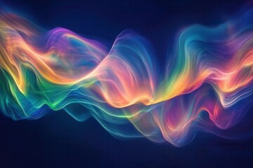 Obraz premium aurora borealis-inspired fluid art with shifting iridescent colors flowing across dark background, creating ethereal light patterns