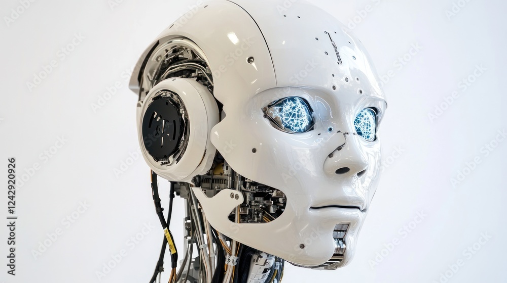 Aufkleber advanced robotic head design shows technological innovation