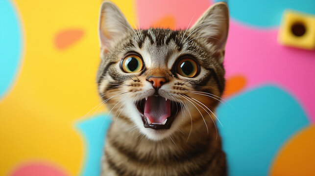 Funny and Silly Cat Face, Perfect Thumbnail for Humor and Comedy Content, Generative AI