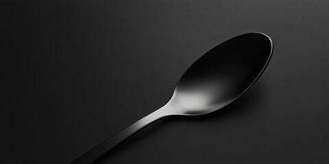 Black Spoon on Dark Background - Minimalist Still Life Photography