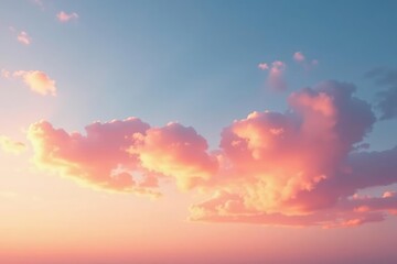 Warm golden tones in the sky with shades of pink cirrus clouds against a soft blue gradient, sky, sunset, cirrus