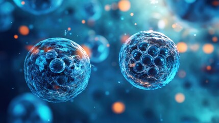 Cancer Cells Close-up Medical Illustration