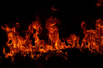 The fire, burning flame. Large burning flaming fire.
