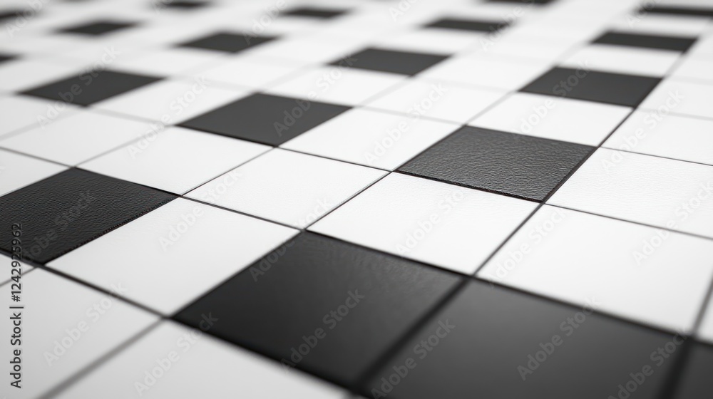 Poster Black and white square tiles create a checkered pattern