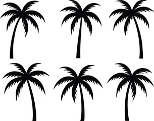 Palm tree silhouette. palm trees set.