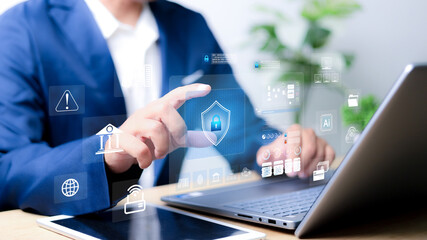 cyber security concept, Login, User, identification information security and encryption, secure Internet access, cybersecurity, secure access to user's personal information.