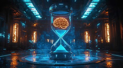 Obraz premium The Flow of Time: A Futuristic Vision of the Human Brain and its Potential