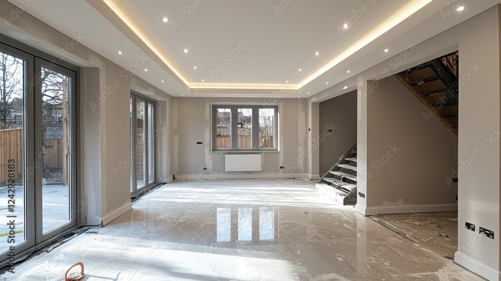 Poster a well-lit, airy space features smooth marble floors and clean lines as it awaits final touches. lar