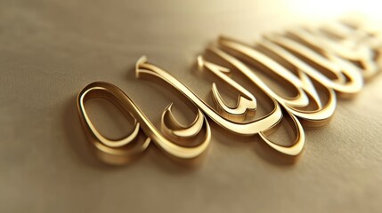 Golden Arabic Calligraphy Divine Name Allah
