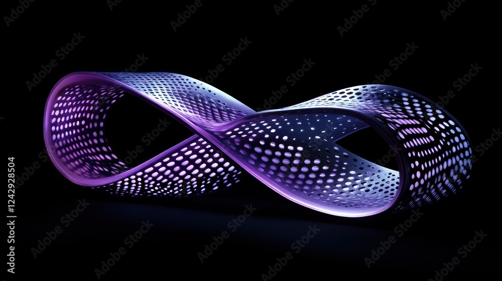 Poster illuminated infinity symbol design with perforated surface