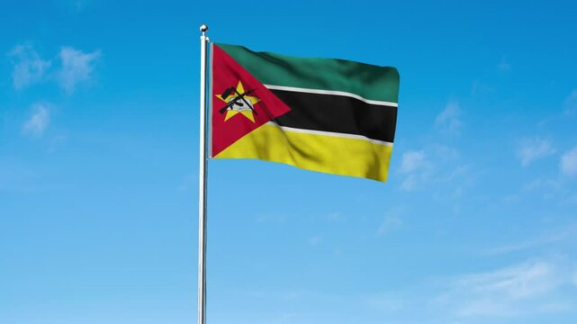 High detailed flag of Mozambique. National Mozambique flag. Africa. 3D Render.