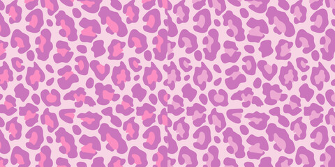 Abstract pink violet leopard seamless pattern set. Animal skin camouflage background design. Bright vector illustration.