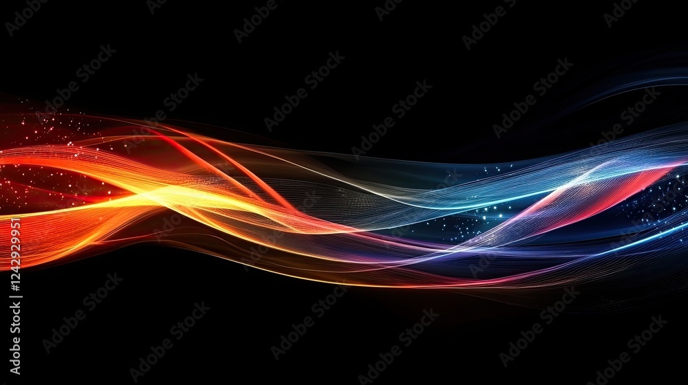 Poster abstract colorful waves flowing dark background