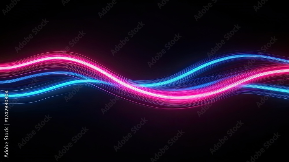 Poster abstract neon waves flowing through dark space
