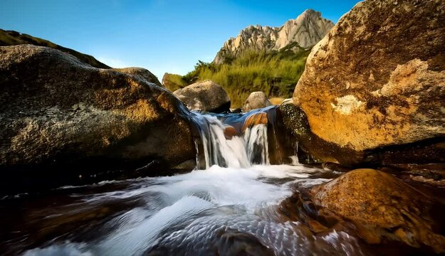 Small waterfall stream in the forest