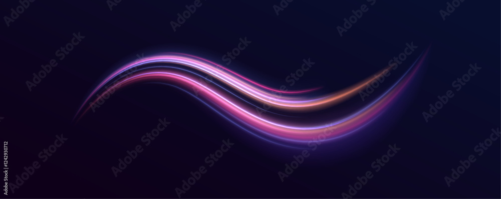 Aufkleber Speed connection vector background. Vector swirl trail effect. Light trail wave, fire path trace line, car lights, optic fiber and incandescence curve twirl.	