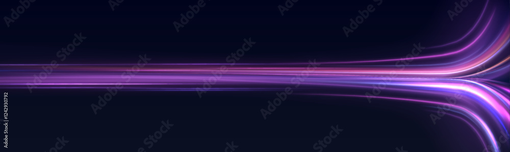 Poster Speed connection vector background. Vector swirl trail effect. Vector swirl trail effect. Car road silhouette with light and motion effect.
