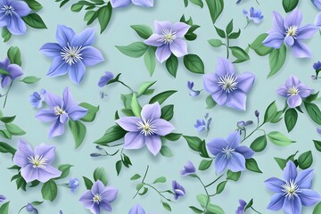 Vibrant Blue Clematis Flowers Bloom Beautifully