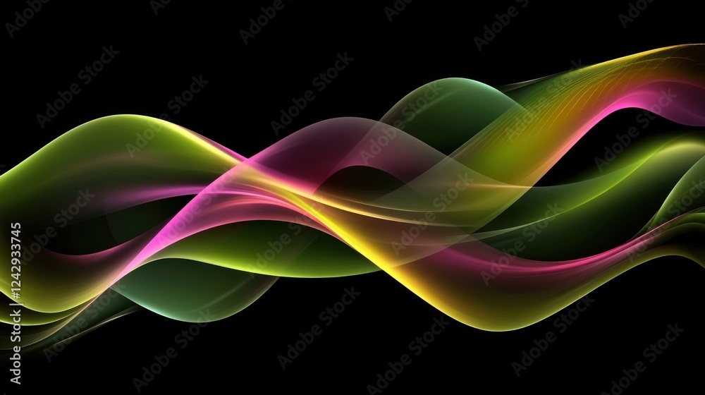 Poster abstract colorful waves flowing dark background