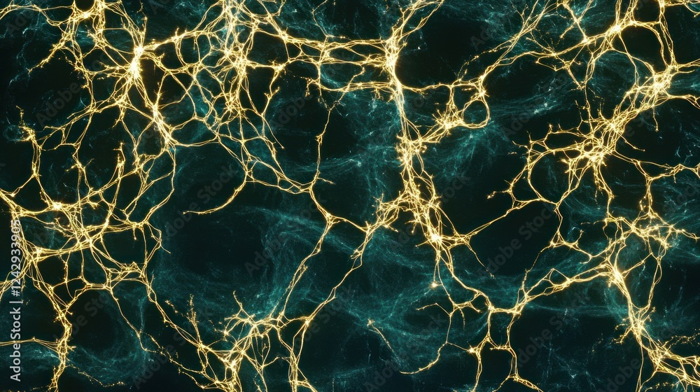 Poster golden neural network abstract art design
