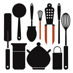 All essentials cook silhouettes on white background