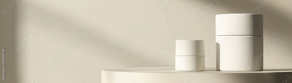 Poster minimalist product display showcasing two white containers
