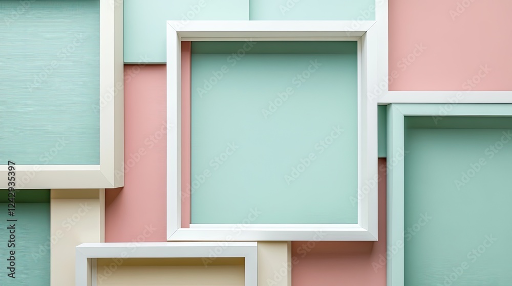 Poster abstract pastel colored frames arranged geometrically
