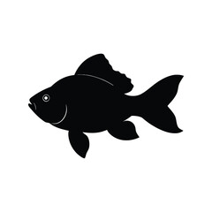 Ranchu Silhouette Vector Art and Black Ranchu Fish Design Illustration