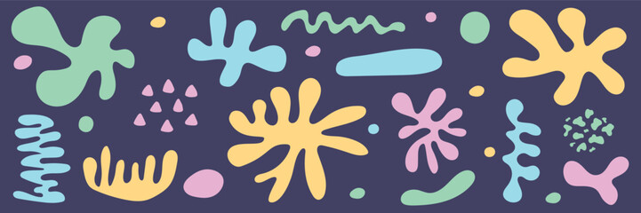 Collection of abstract organic shapes. Hand drawn elements. Vector illustration