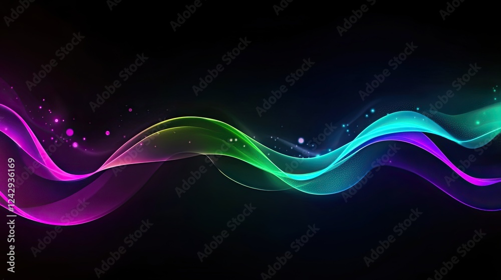 Poster abstract colorful waves flowing dark background