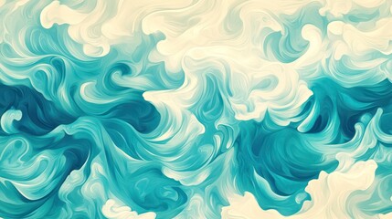 A soft, swirling turquoise wave pattern in the foreground, with a smooth gradient fade to lighter shades