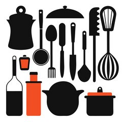All essentials cook silhouettes on white background